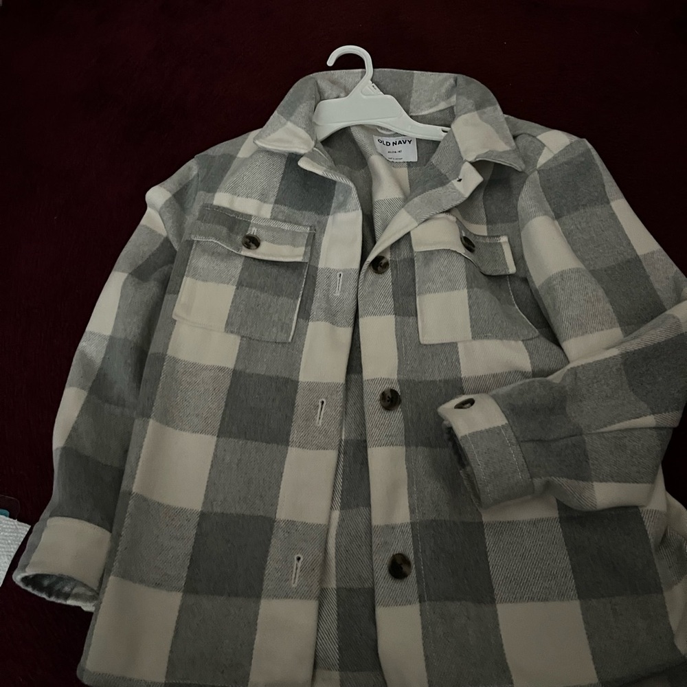 cream plaid/ flannel jacket